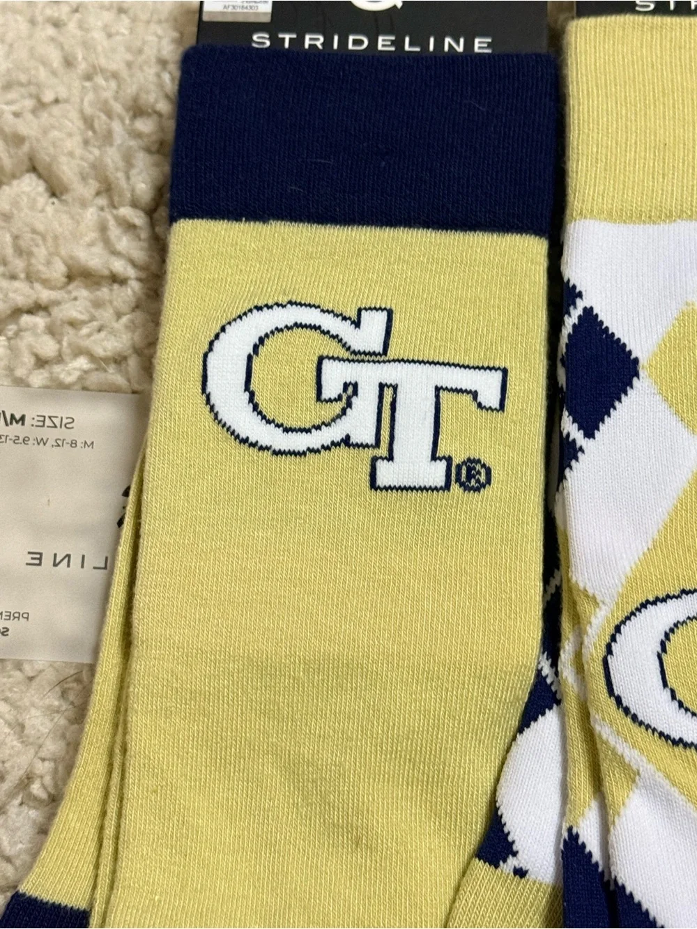 Strideline Georgia Tech University Business Knit Crew NCAA 3 Pack Socks Sz M/L